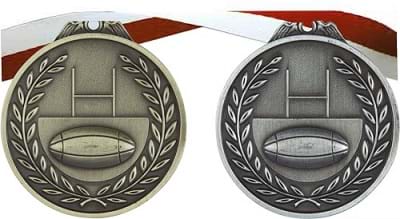 65mm Rugby Medals Cast Relief with Free  Ribbon in 25 Colours